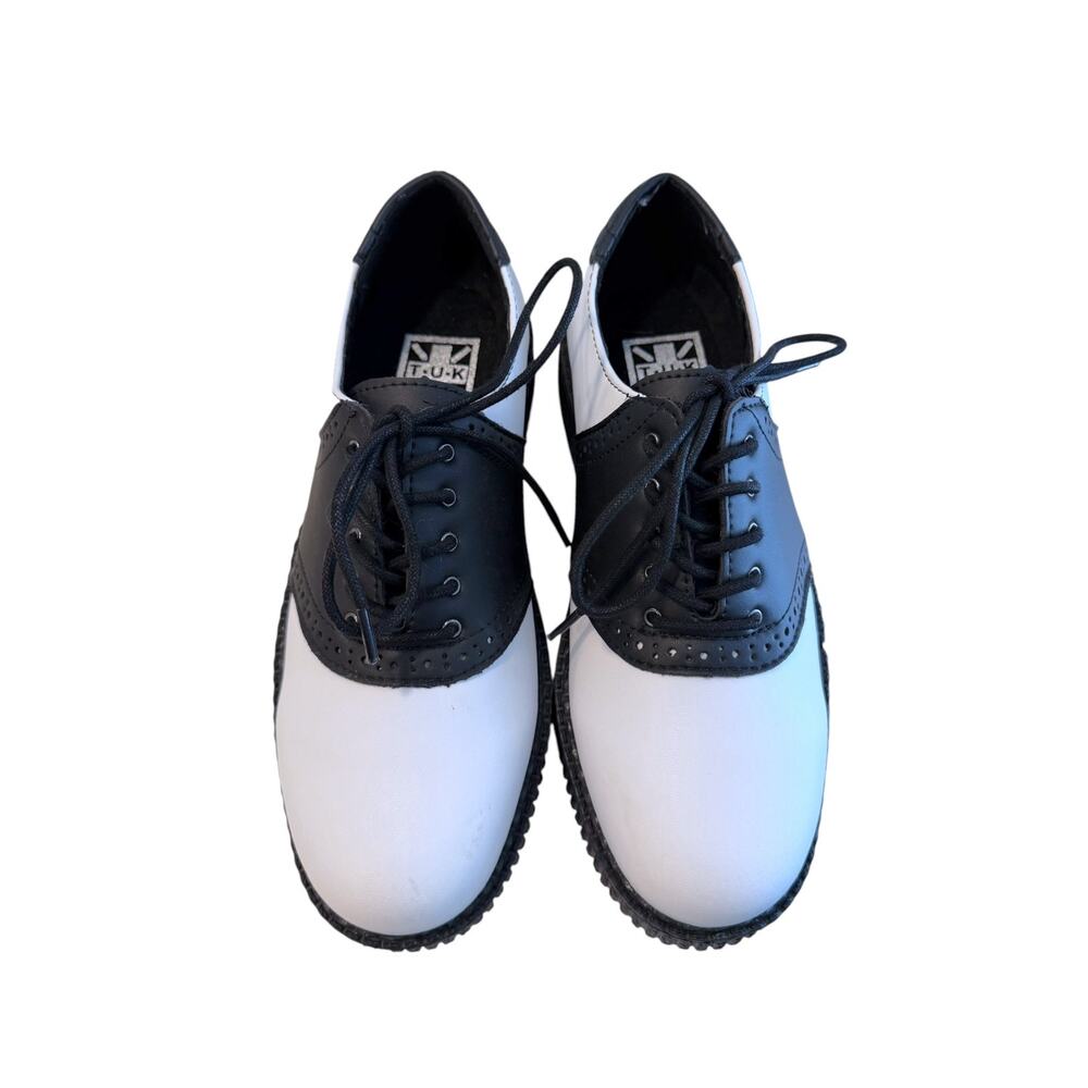 T.U.K Black & White Spectator Oxford Shoes Women's 7 Unisex Retro Mod Punk NEW
